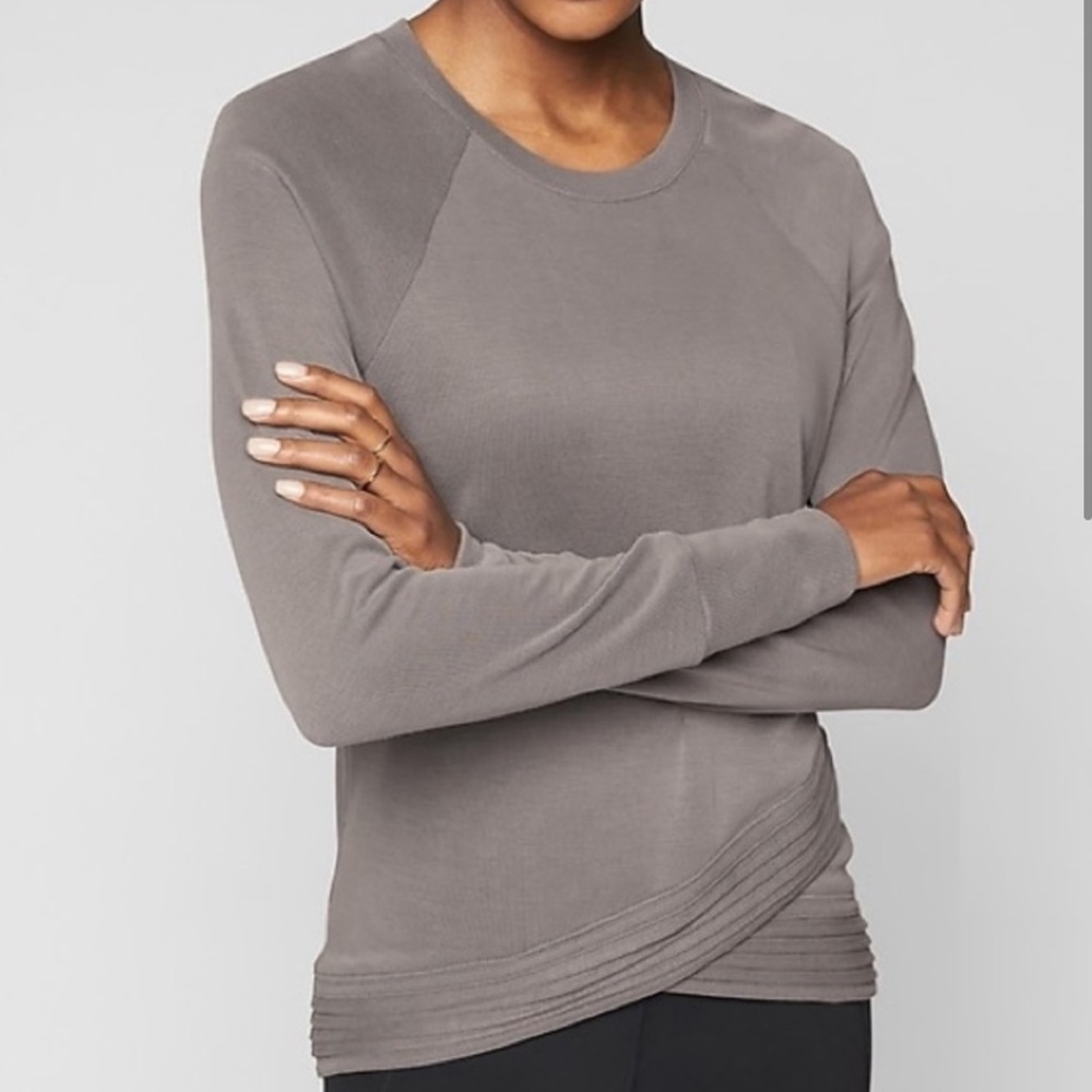 Athleta Gray Serenity Criss Cross Pullover Sweatshirt Size Large